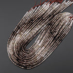 AAA Faceted Smoky Quartz Rondelle Beads 4mm Ombre Gemstone 15.5" Strand