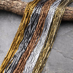 Matte Titanium Hematite 3x1mm 4x2mm Rectangle Beads Silver Gold Bronze Black Champagne Colors 15.5" Strand