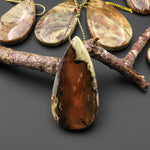 From Oregon USA Natural Carrasite Jasper Teardrop Pendant Earthy Green Peach Pink Orange Brown American Gemstone