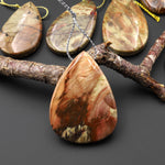From Oregon USA Natural Carrasite Jasper Teardrop Pendant Earthy Green Peach Pink Orange Brown American Gemstone