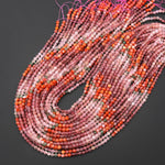 Faceted Multicolor Mixed Gemstone Round Beads 4mm Rose Quartz Strawberry Quartz Red Agate Green Chalcedony 15.5" Strand