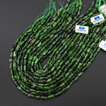 Natural Green Chrome Diopside Beads Smooth Tube Gemstone 15.5" Strand