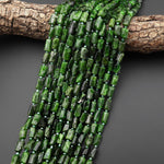Natural Green Chrome Diopside Beads Smooth Tube Gemstone 15.5" Strand