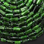 Natural Green Chrome Diopside Beads Smooth Tube Gemstone 15.5" Strand
