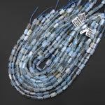 Translucent Natural Santa Maria Blue Aquamarine Tube Beads Gemstone 15.5" Strand