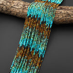 AAA Genuine Natural Turquoise 2mm Smooth Round Beads Multicolor Blue Green Brown Gradient Ombre 15.5" Strand