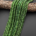 AAA Real Genuine Natural Green Russian Siberian Jade Smooth 6mm Round Beads 15.5" Strand
