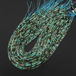 Natural African Turquoise 4x2mm Long Thin Rectangle Tube Beads Gemstone 15.5" Strand