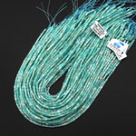 Natural Peruvian Aqua Blue Green Amazonite 4x2mm Long Thin Rectangle Tube Beads Gemstone 15.5" Strand
