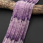 AAA Natural Light Lilac Purple Lepidolite Faceted 3mm 4mm Rondelle Beads Ombre Gemstone 15.5" Strand B4287