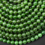 AAA Real Genuine Natural Green Russian Siberian Jade Smooth 6mm Round Beads 15.5" Strand