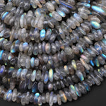 Natural Labradorite Smooth Freeform Rondelle 8mm Beads Gemstone 15.5" Strand