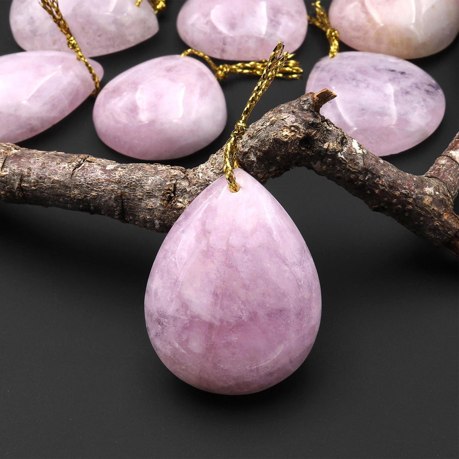 Rare Natural Lilac Pink Morganite Pendant Beryl Aquamarine Teardrop Pear Gemstone A1