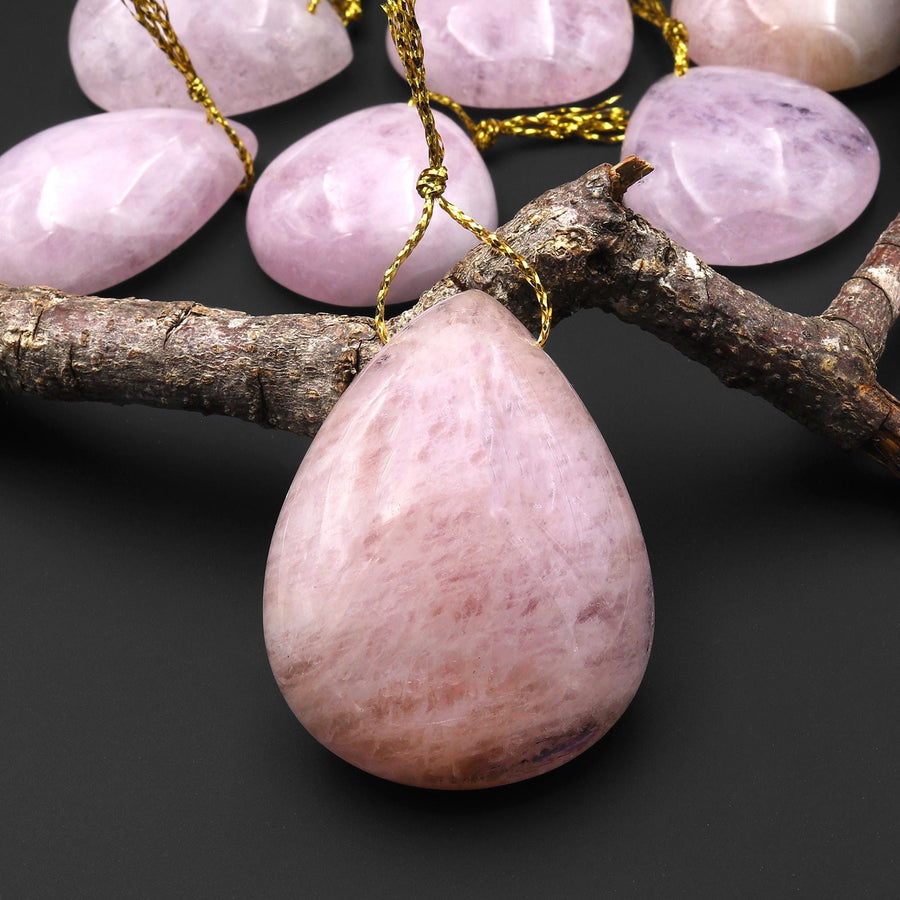 Rare Natural Lilac Peach Morganite Pendant Beryl Aquamarine Teardrop Pear Gemstone A2