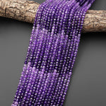 AAA Natural Purple Amethyst 4mm Faceted Cube Ombre Gemstone Beads 15.5" Strand