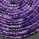 AAA Natural Purple Amethyst 4mm Faceted Cube Ombre Gemstone Beads 15.5" Strand
