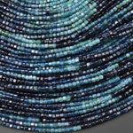 AAA Natural Paraiba Blue Tourmaline Faceted 2mm Cube Ombre Beads Indicolite Gemstone 15.5" Strand