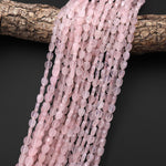 Natural Pink Rose Quartz Carved Leaf Gemstone Beads 15.5" Strand