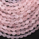 Natural Pink Rose Quartz Carved Leaf Gemstone Beads 15.5" Strand