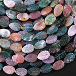 Natural Indian Agate Hand Carved Fall Leaf Gemstone Beads 8x12mm 15.5" Strand