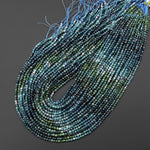 Faceted Natural Blue Tourmaline 3mm Round Beads Ombre Gemstone 15.5" Strand