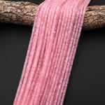 AAA Faceted Natural Pink Rose Quartz Heishi Rondelle Beads 4mm 15" Strand