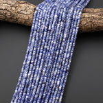 AAA Faceted Natural Blue Sodalite Heishi Rondelle Beads 4mm 15" Strand