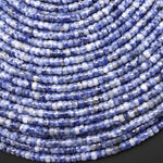 AAA Faceted Natural Blue Sodalite Heishi Rondelle Beads 4mm 15" Strand