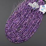 AAA Faceted Genuine Natural Russian Purple Charoite 4mm Round Beads Gemstone 15.5" Strand