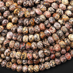 AAA Faceted Natural Leopard Skin Jasper 8mm Rondelle Beads Gemstone 15.5" Strand