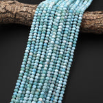 AAA Faceted Genuine Natural Blue Larimar Beads 6x4mm Rondelle Beads 15.5" Strand