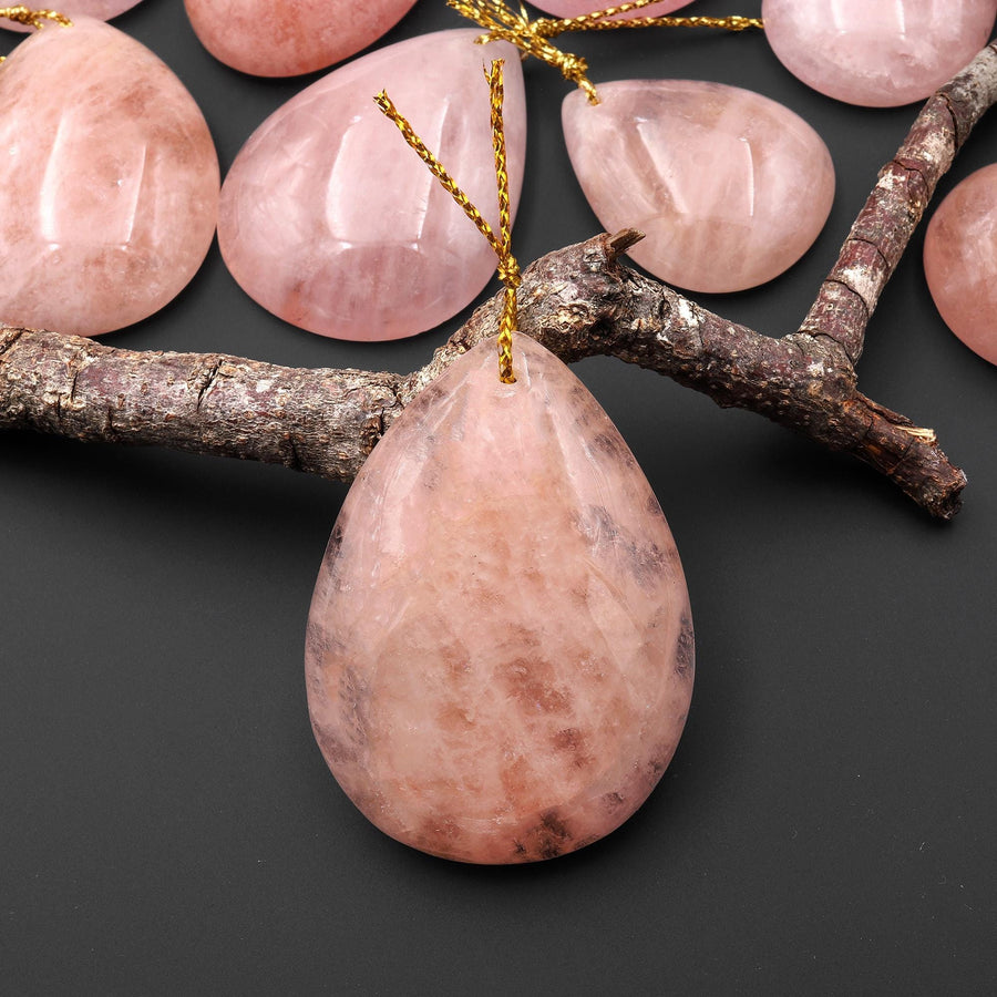Rare Natural Peach Pink Morganite Pendant Beryl Aquamarine Teardrop Gemstone