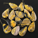 Natural Indonesian Yellow Jasper Teardrop Side Drilled Gemstone Pendant