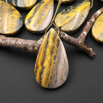 Natural Indonesian Yellow Jasper Teardrop Side Drilled Gemstone Pendant