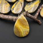 Natural Indonesian Yellow Jasper Teardrop Side Drilled Gemstone Pendant