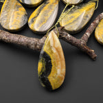Natural Indonesian Yellow Jasper Teardrop Side Drilled Gemstone Pendant