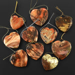 From Oregon USA Natural Carrasite Jasper Heart Pendant Earthy Green Peach Pink Orange Brown American Gemstone