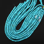 Blue Turquoise Jasper Puffy Barrel Rondelle Rounded Cylinder Beads Aka Dyed Sleeping Beauty 15.5" Strand