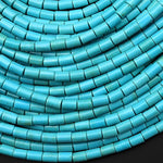 Blue Turquoise Jasper Smooth Tube 2x4mm 4x6mm Beads Aka Dyed Sleeping Beauty 15.5" Strand