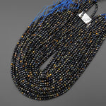 AAA Faceted Natural Blue Tiger's Eye 4mm Round Beads 15.5" Strand