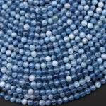 Natural Stormy Blue Santa Maria Aquamarine Smooth 4mm Round Beads Gemstone 15.5" Strand