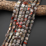 Faceted Natural African Bloodstone 10mm Gemstone Square Beads 15.5" Strand