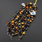 AAA Natural Bicolor Golden Brown Blue Beads Gemstone Puffy Heart Top Side Drilled 8" Strand