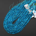 AAA Vibrant Faceted Natural Blue Apatite 4mm Rondelle Beads Micro Cut Gemstone 15.5" Strand