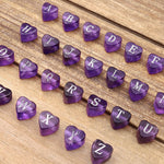 AAA Laser Engraved Drilled Natural Purple Amethyst Heart Beads 8mm Choose from 26 Alphabet Letters Name Initial