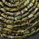 Rare Natural Green Lepidolite Tube Cylinder Beads Gemstone 15.5" Strand