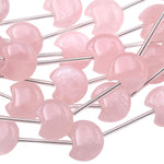 Natural Pink Rose Quartz Hand Carved Puffy Crescent Moon Gemstone Beads 22x20mm 8" Strand