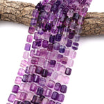 AAA Natural Violet Pink Purple Fluorite Faceted Cylinder Tube Beads 15.5" Strand