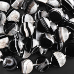 AAA Natural Black Tuxedo Agate Smooth Coin Beads W/ White Quartz Matrix 20mm 15.5" Strand