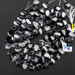 AAA Natural Striped Black Tuxedo Agate Smooth Heart Beads 20mm 15.5" Strand